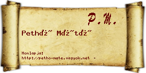 Pethő Máté névjegykártya